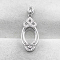Sterling Silver 9*12mm Semi Mount Pendant Empty Frame Blank Support Setting S925 Base Holder Without Center Stone for DIY Inlay