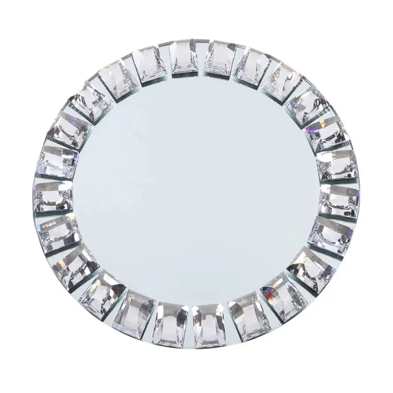 13inch Square Diamond Mirror Glass Wedding Decorative Silver Charger Plate Tray Wholesale Under Serving Plates