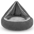 Attached Blanket Cats Soft Plush Foam Cozy Hooded Pet Beds Washable Round Breathable Calming Anti-Slip Bottom