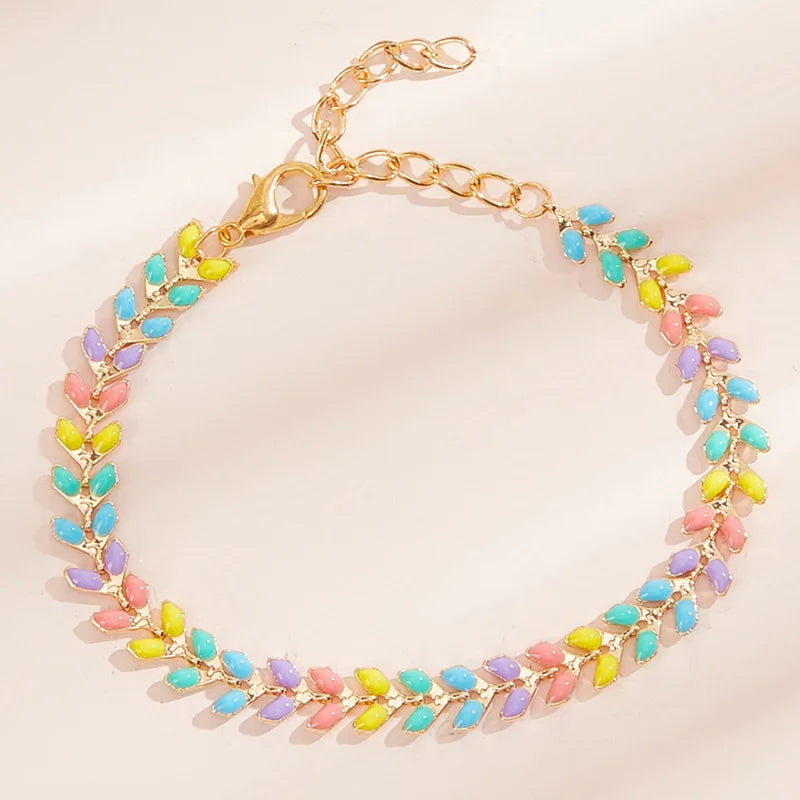 Simple Design Candy Color Jewelry Bracelet Colorful Geometric Patterns Enamel Bracelet for Women