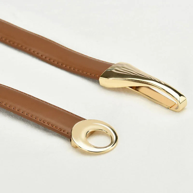 Women Vintage Skinny Leather Belt for Dress/Blouse Adjustable Waistband Fit 22-38inch Mother Days Gift