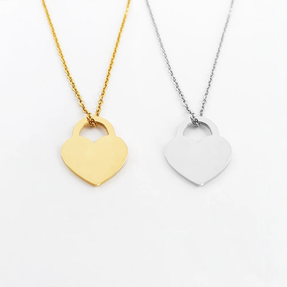 Heart Shape Necklace Collar Corazon Gold Heart Necklace Custom Stainless Steel Necklace Moissanite Heart Pendant