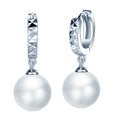 S925 Sterling Silver Natural Freshwater White Pearl Earrings with Earbuckle Simple and Fashionable Hanging Design