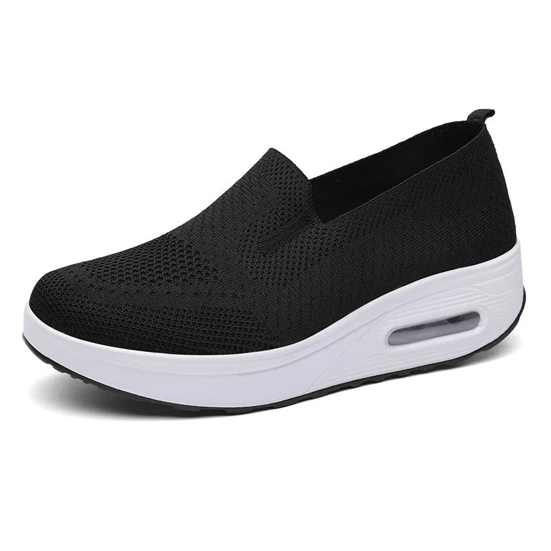 Women's New Thick Bottom Non-slip Walking Shoes Comfortable Soft Bottom Ladies Sports Shoes Solid Colour Fashion Ladies Shoes