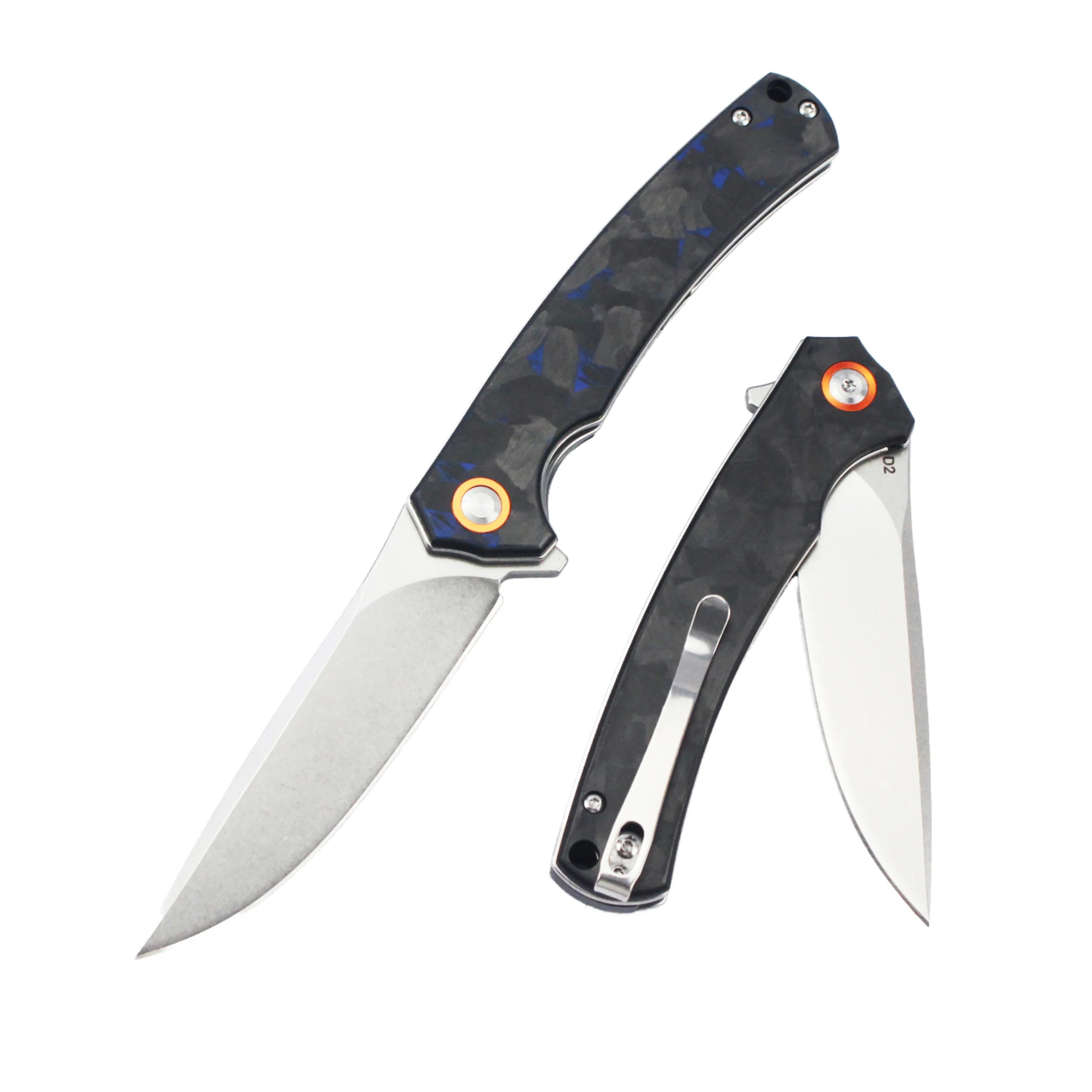 Compact D2 Steel Folding Knife Carbon Fiber Handle High Carbon Stainless Steel Pocket Knives for Outdoor Camping Survival Gift