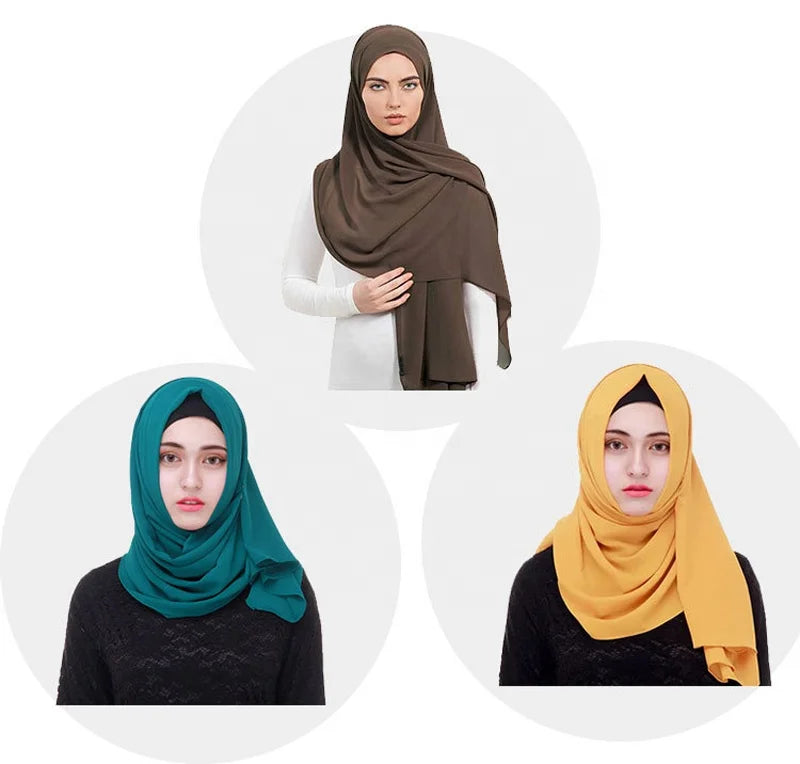 MIO In-stock Fashion Design Solid Color Soft Lady Scarf Long Women Muslim Veil Scarf Hijab Chiffon Hijab Shawl