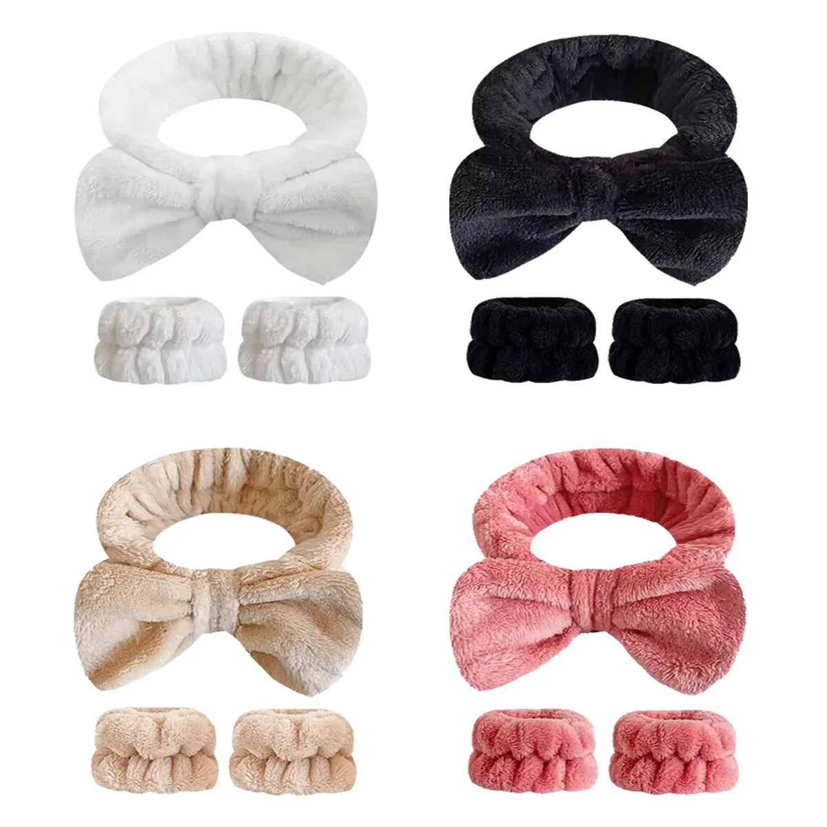 Gmagic Top 3pcs/set Gift Girls Women Soft Plush Hairband Spa Skincare Makeup Wrist Washband Headband Set for Washing Face