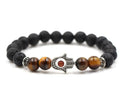 Natural Gemstone Hamsa Hand Beaded Stretch Bracelet Eye 8mm Lava Stone Protection Beads Yoga Chakra Healing Jewelry