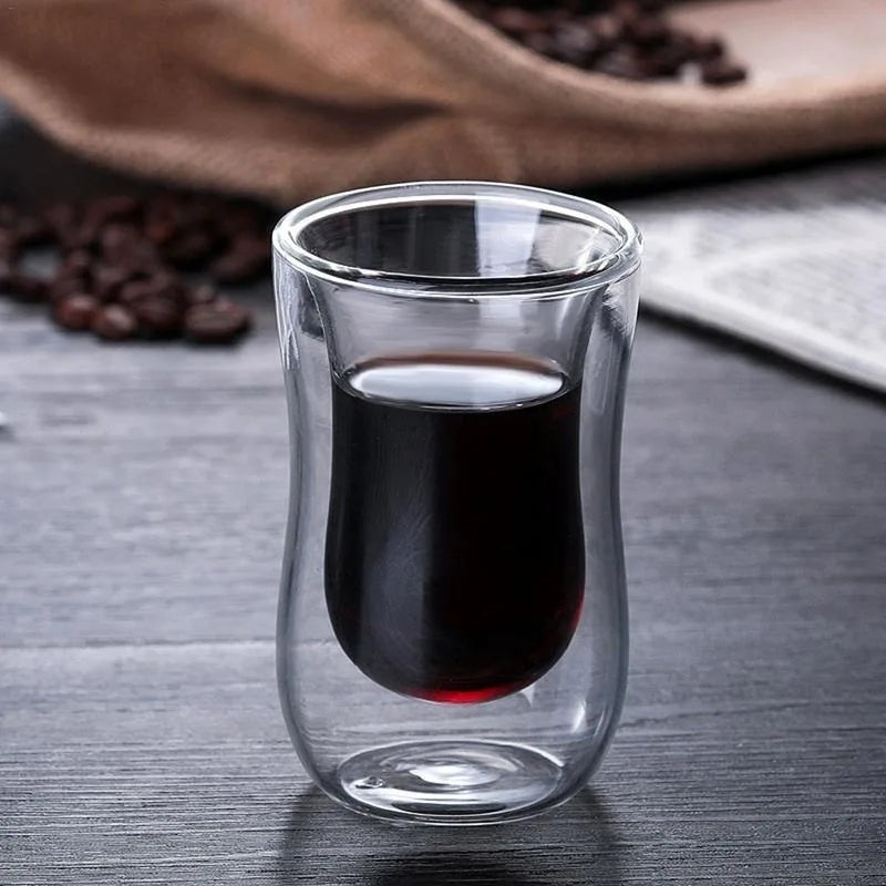 Small 80Ml Double Wall Insulated Espresso Mugs Tumbler Cups Handmade Borosilicate Crystal for Milk Drinkware Tea Coffee Set