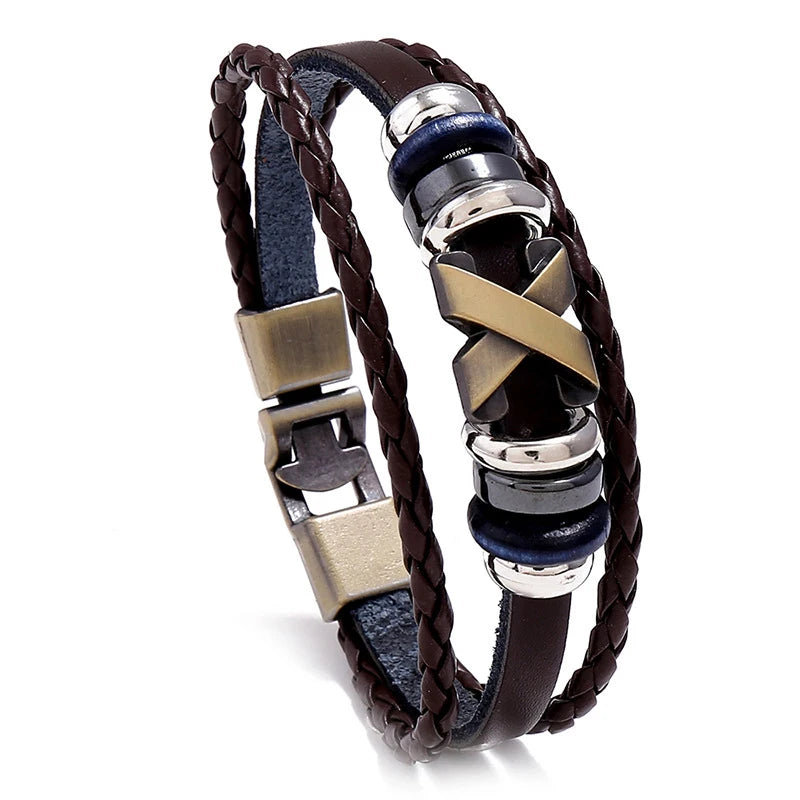 Fashion Jewelry Leather Bracelet Wholesale Punk Rock Bracelet for Men Women