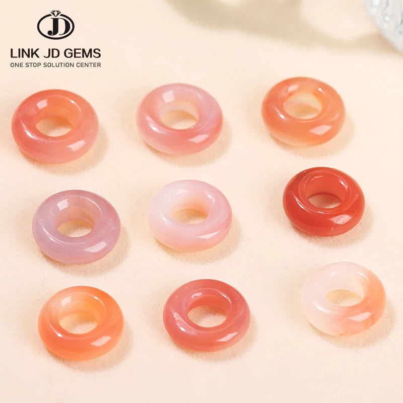 JD GEMS Semi-precious Natural Stone Circle Jump Running Rings 15*5.5mm Natural Salt Source Agate Party Unisex Jewelry