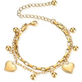 2022 New Ins Style Adjustable Stainless Steel Layered Bracelet Beads Heart Charm Bracelet for Women