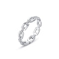 Fashionable Shimmering 925 Sterling Silver Hollowing Out Chain Link Cubic Zirconia Filled Finger Rings for Women Jewelry