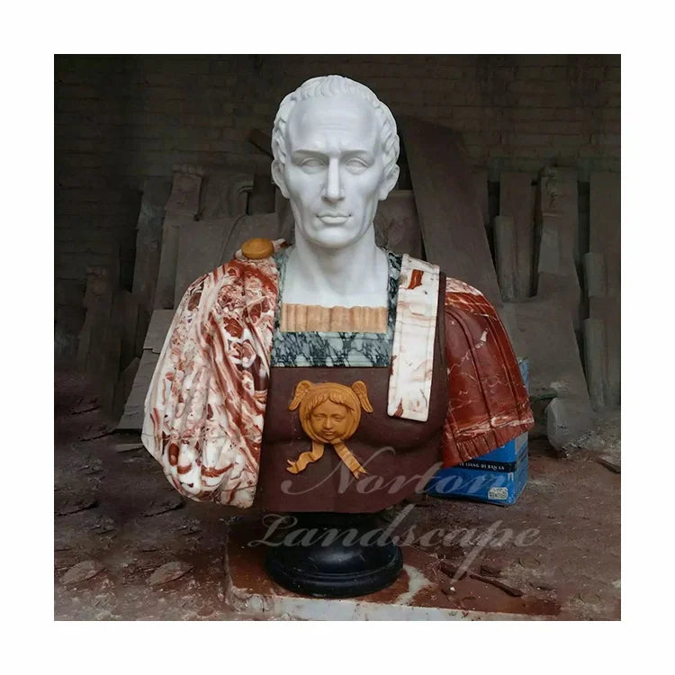 Modern Home Decor High Quality Colored Marble Roman Man Bust Statues Hand Carved  Stone Indoor Outdoor Sculpture Custom Garden