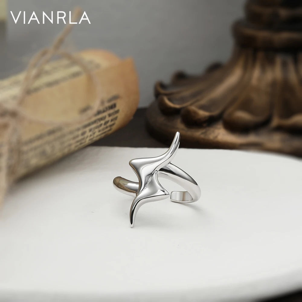 VIANRLA 925 Sterling Silver Lighting Shape Adjustable Rings Jewelry Women