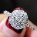 CAOSHI Fashion Jewelry Round Cut Micro Insert 4A Zircon Silver Plated Wedding Band Engagement Crystal Rings for Women