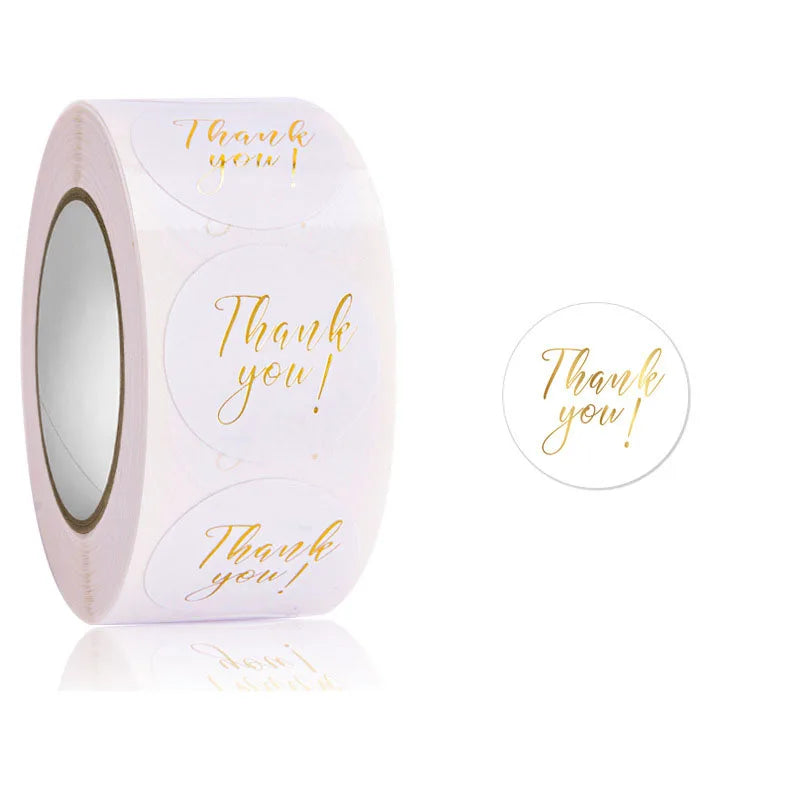 Custom Transparent Adhesive Sticker Sheets Real Gold Foil 'Thank You' Wedding Favor Labels Premium Packaging Labels