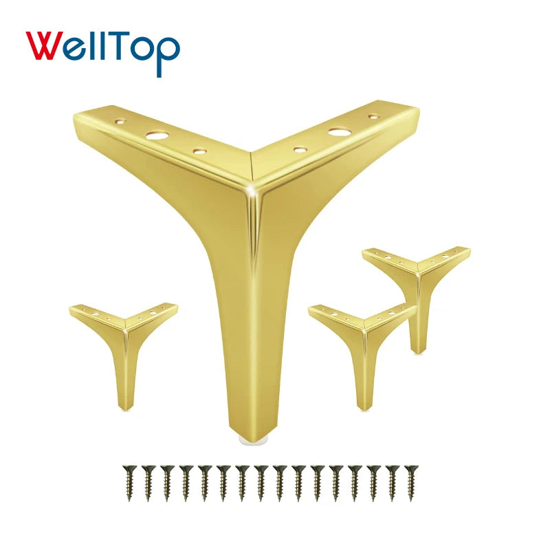 Vt-03.159 Black Metal Legs Furniture Straight Board Triangle Shape Support Sofa Feet Gold Sofa Leg Metal for Bed Cabinet Dresser