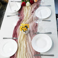Long Tie-dye Cheese Cloth Boho Gauze Table Runner Wrinkle Wedding Cheesecloth Table Runner