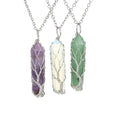 Healing Crystal Necklace Tree Life Wire Wrapped Natural Stone Point Pendant Hexagonal Reiki Quartz Gemstone Jewelry 6cm 53cm DIY