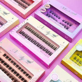 DIY Home Use Pre Cut 14mm C Curl Wispy Volume Party Wedding Self Adhesive No Residue Cluster Eyelashes