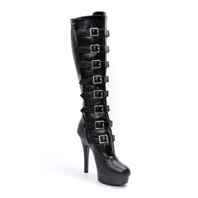 15cm Ultra High Heels Knee-High Boots Punk Hasp Shoes Side Zipper Round Toe Boots 6 Inch Fashion Gothic High Gladiator Boots