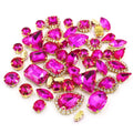 Wholesale HFOUR 50pcs/bag Rose Red Mixed Shapes 3D Loose Sew on Glass Rhinestones Buckle 12 Facets