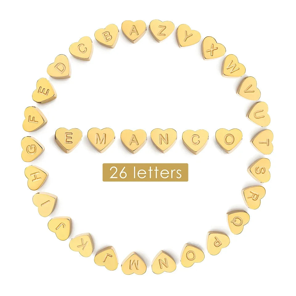 EManco Fashion Charms Initial Letter A-Z Pendant Accessories Alphabet Heart Shape Charmsfor Necklace for Bracelet