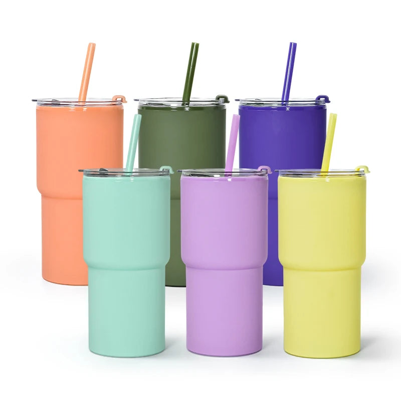 Custom logo 17oz Double Wall Rubber Painting Matte Plastic Regular Tumbler Travel Mug Come With Straws