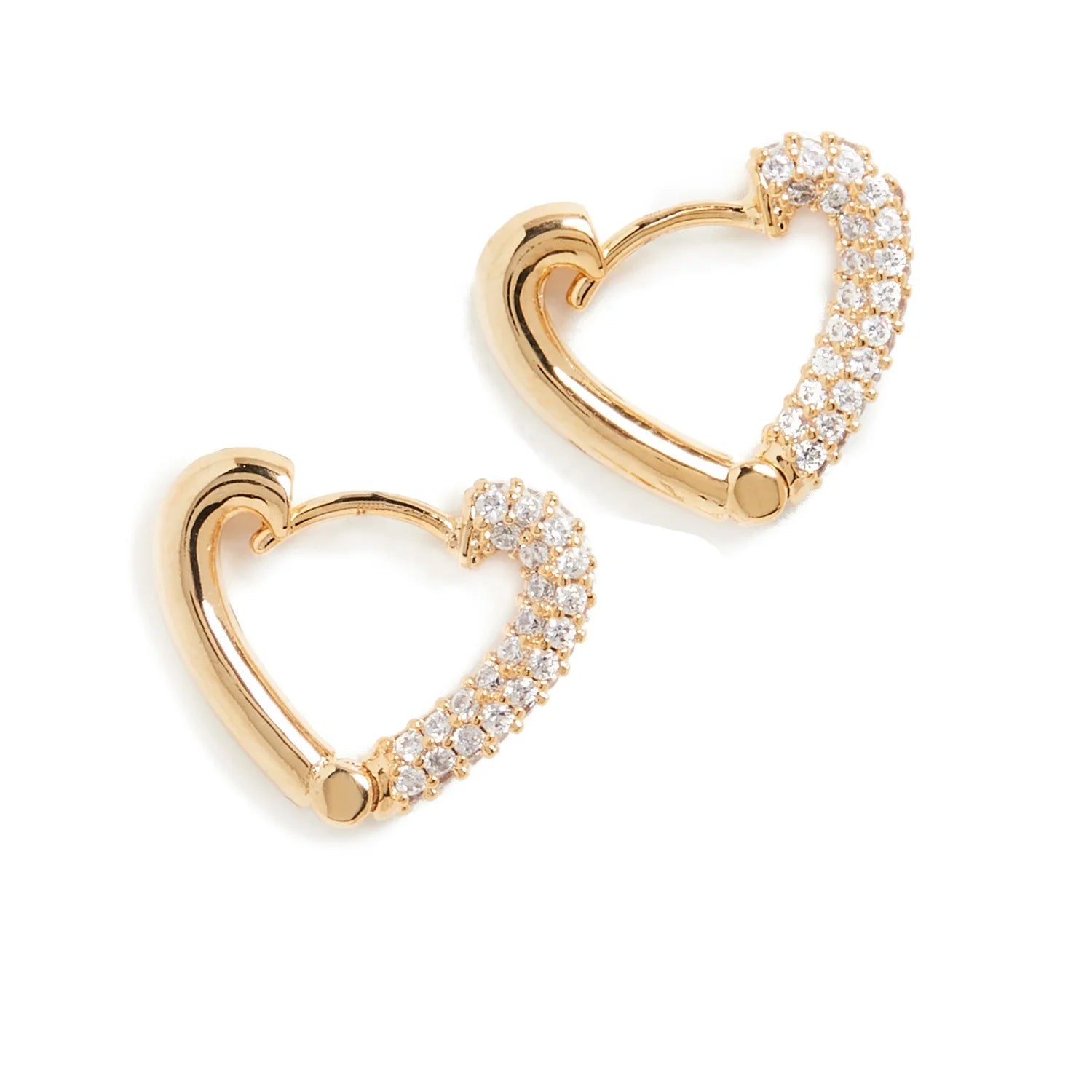 LOZRUNVE 925 Sterling Silver Romantic Sweet Full Pave Shining CZ Heart Shaped Thick Huggie Hoop Earring