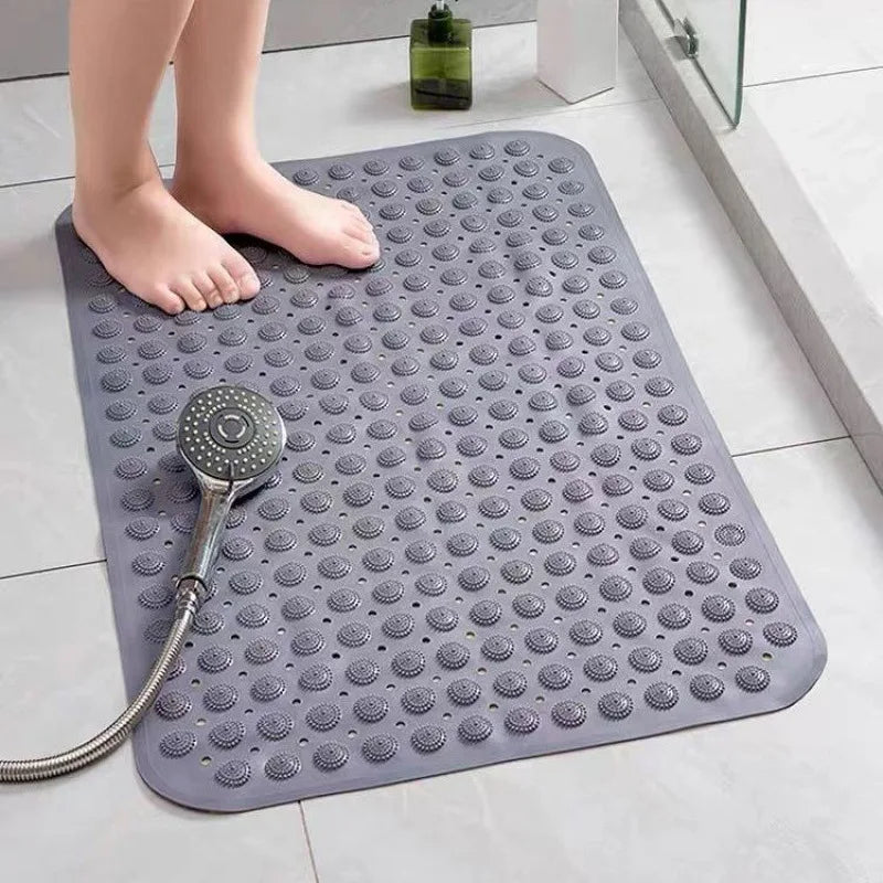 Solid Pattern Non-Slip Bath Tub Mats Massage Bathroom Bathtub Mat with Suction Cup Drain Hole Machine Washable Shower Floor Mat