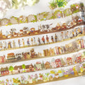 1 Roll of Water Activated PET Material Tape Life Encounter Series Handbook Decorative Collage Bottoming Stickers for Masking Use MegaBDM