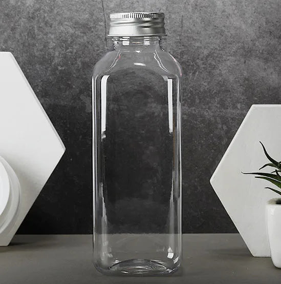 350ml 500ml Clear Plastic Smoothies Juice Bottles Drink Bottles 8oz 12 oz 16oz French Square Beverage Bottle With 38mm DBJ Neck