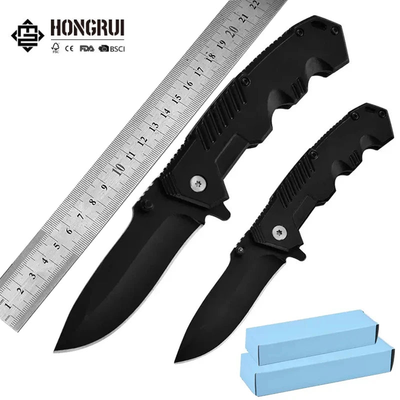 2025 Hot Selling Wholesale Custom Aluminum Black Handle Stainless Steel Pocket Outdoor Hunting Camping Survival Folding Knife