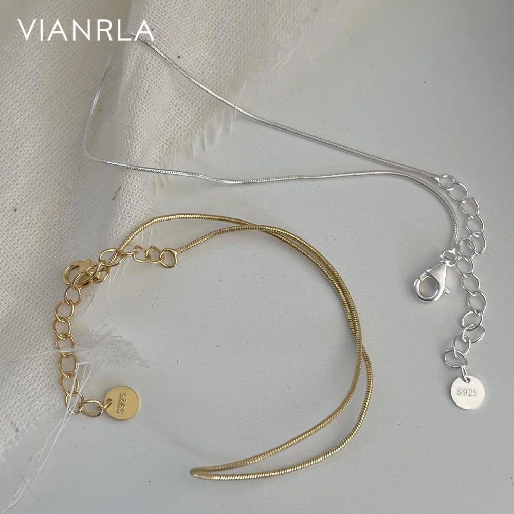 VIANRLA 925 Sterling Silver Minimalist Bracelet Rope Chain for Girl Jewelry Dropshipping Free Laser Logo