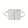 Custom Personalized White Sublimation 350ml Porcelain Ceramic Mug Couple Pair Heart Shape Handle Dishwasher Microwave Safe