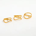 High End 18K Gold Plated Stainless Steel Jewelry Dainty Double Layer Curve Rings Zirconia Simple Trendy Design Parties Gifts