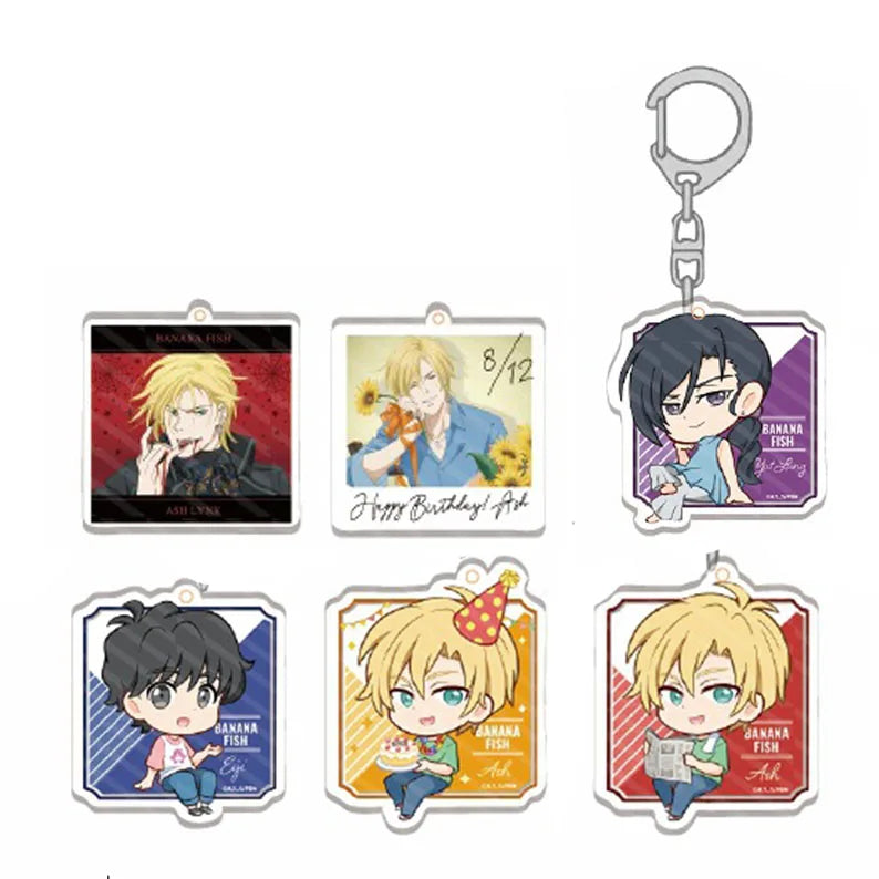 Wholesale Banana Fish Cartoon Custom Keychain Pendant Charm Acrylic Anime Keychain