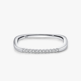 Ailmay 925 Sterling Silver Minimalist Zirconia Square Design Stackable Rings for Women Girls Wedding Party Accessories Jewelry