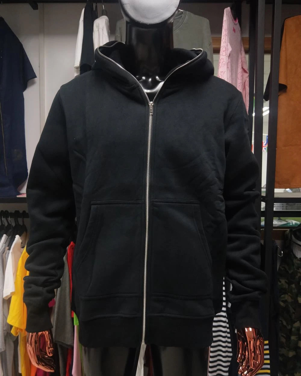 Wholesale Custom logo Zip up Hoodie Mens Oversized Blank Full Zip Hoodie Face 100% Cotton Heavyweight Black Zip up Hoodie Unisex