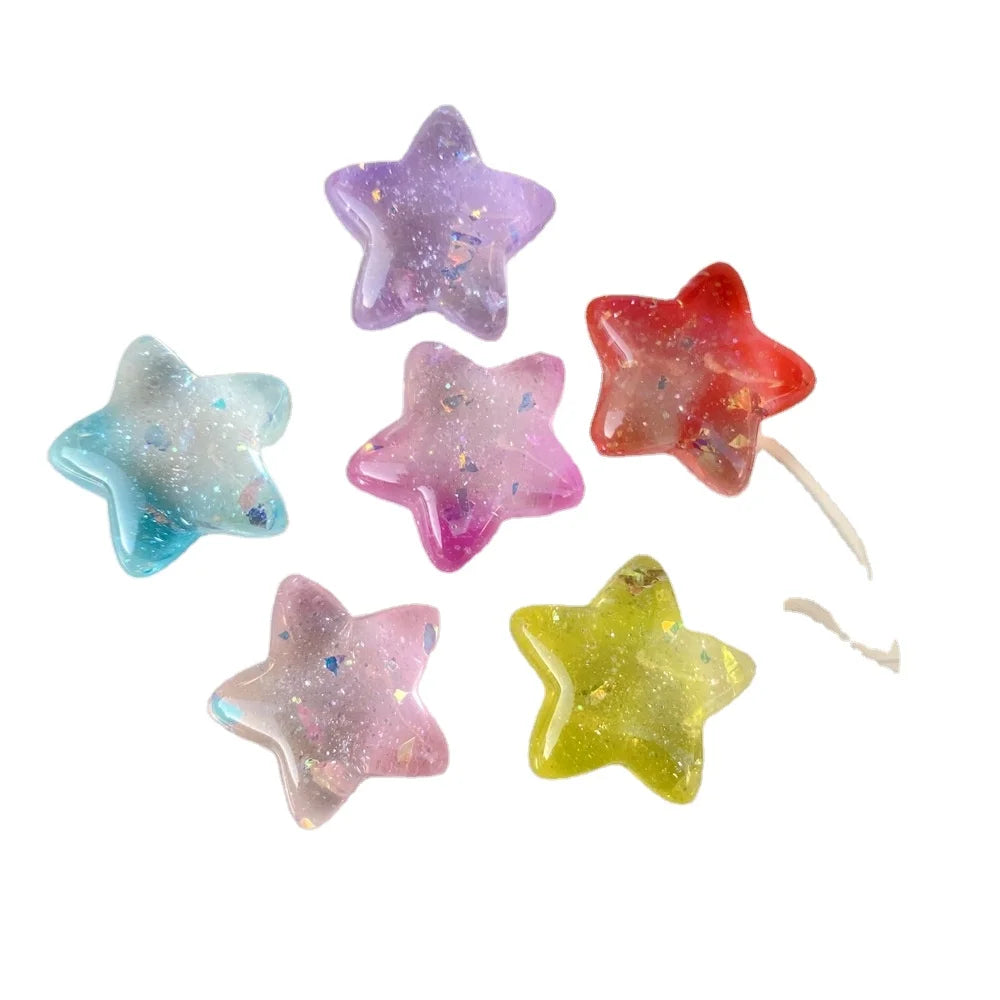 22mm DIY Flat Back Resin Glitter Star Gradient Color for DIY Children's Hair Accessories Resin Cabochons Ornament