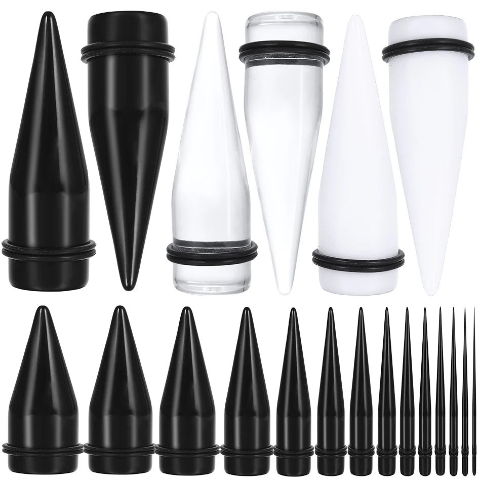 Acrylic Ear Taper Expander Earleet Stretching Piercing Black&White Ear Taper Plug Tunnels Gauges Body Jewelry Piercings