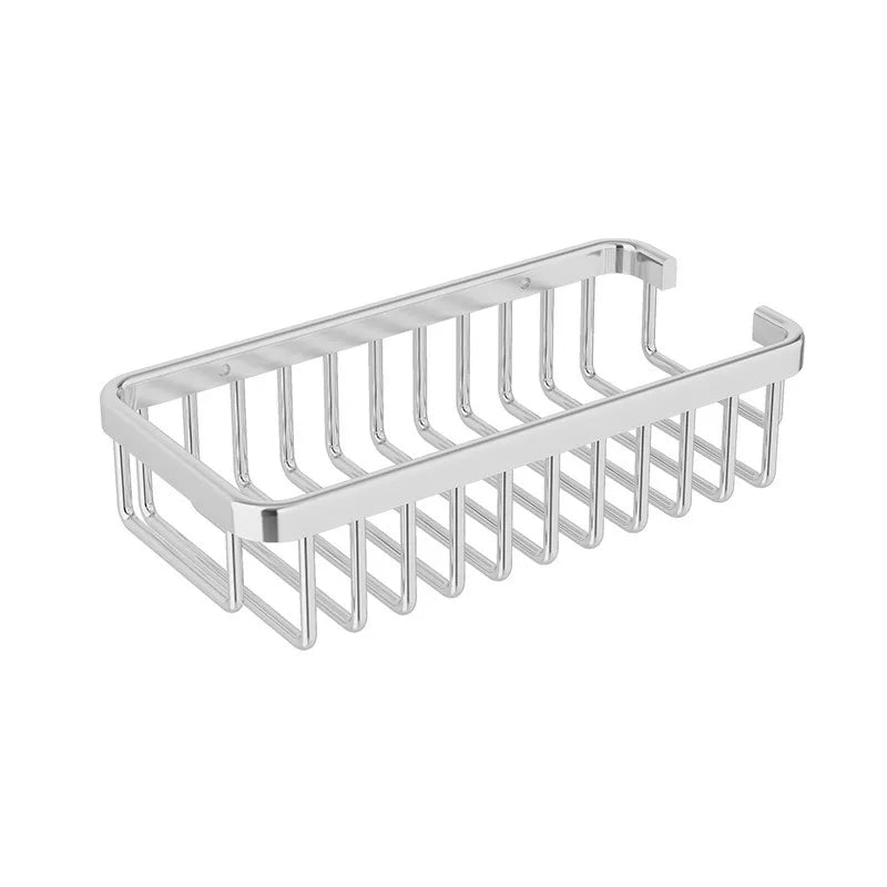 Punch-Free Wall-Mounted Square Aluminum Bath Organizer PET Bathroom Shelves Shampoo Storage Rack Kitchen Holder Spice Storage