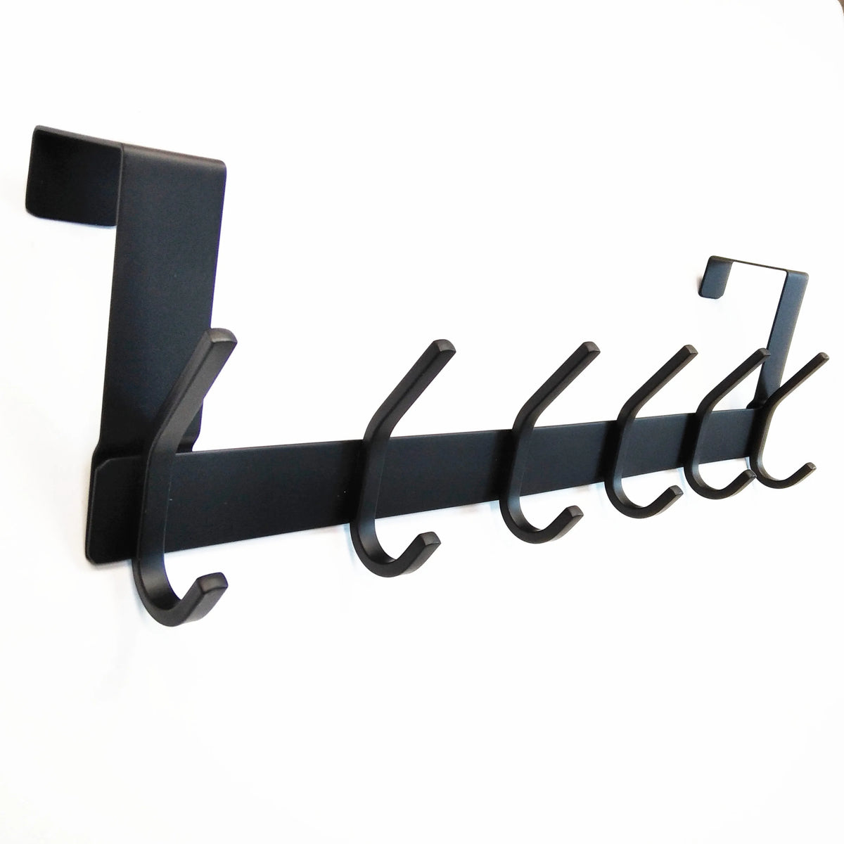 Stainless Steel 304 Over the Door Hook Black 6 Hooks Eco-Friendly Multifunction Coat Rack for Bedroom Clothing