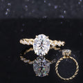 14k Solid Yellow Gold Starsgem Oval Brilliant Cut 9x7mm Moissanite Special Style Flower Basket Engagement Ring