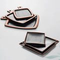Luxury Melamine Dish Plate Restaurant Black Melamine Serving Pizza Plates with Handle