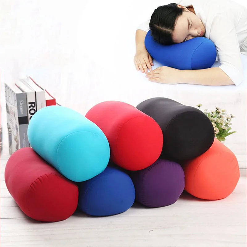 Mini Microbead Back Cushion Pillow Roll Pillow Head Convenient Travel Pillow Bed Decoration