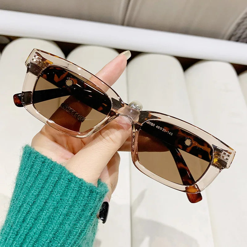 58060 Small Rectangle Black Women's Sunglasses Custom Retro Square Champagne White Glasses Vintage Shades Men