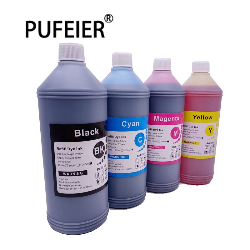 1KG Bottle Bulk Universal Dye Based Ink Compatible for Epson Canon HP Brother 1000ML Inkjet Printer Printing Dye Ink