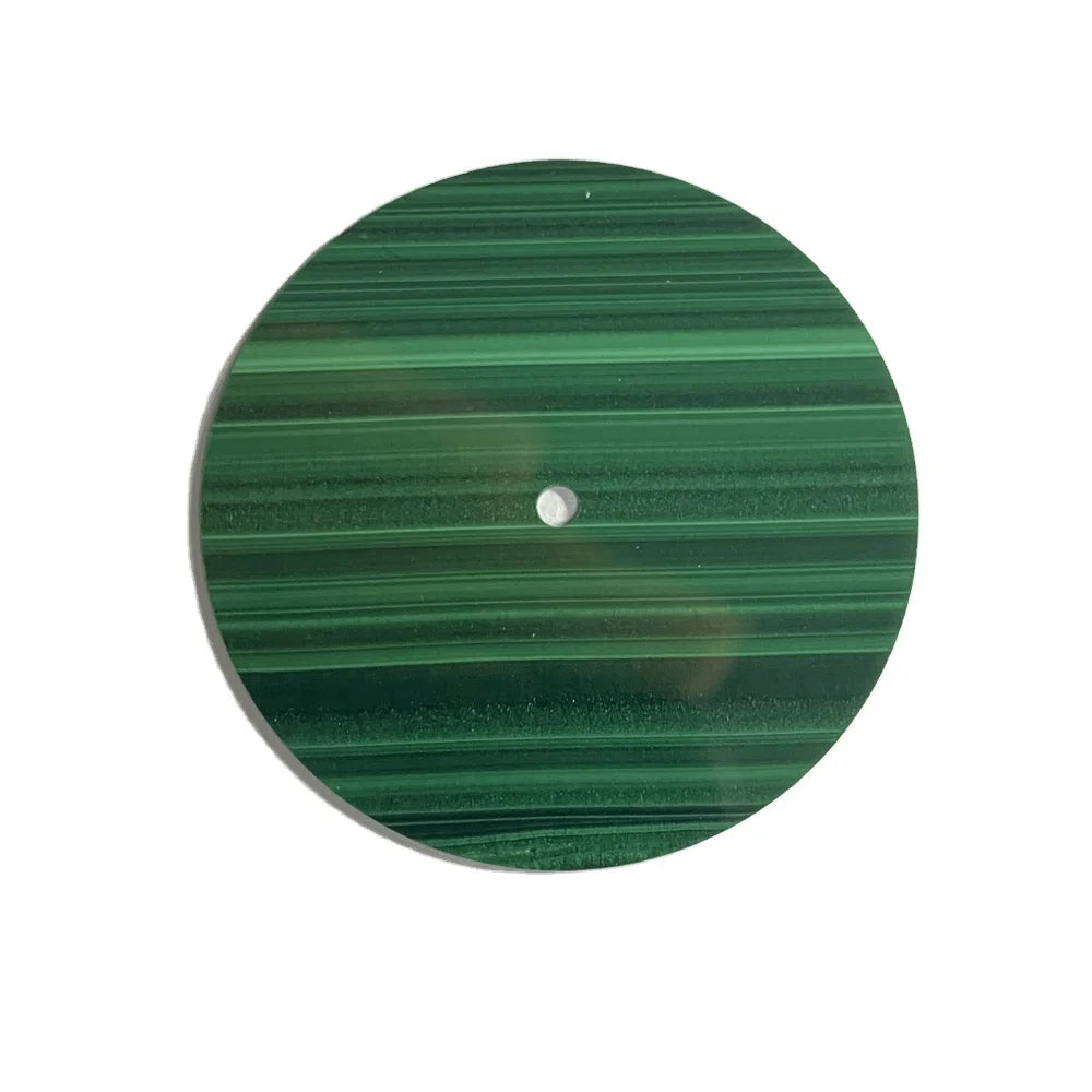 HQ GEMS Natural Green Malachite 33.7mmx0.4mm Thin Coins Round Shape Malachite Stone for Watch Dial Making